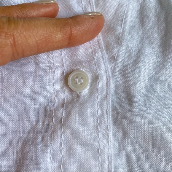 🐚 ZARA WHITE LINEN LOOSE FIT COLLARED SHIRT! - Picture 9 of 12